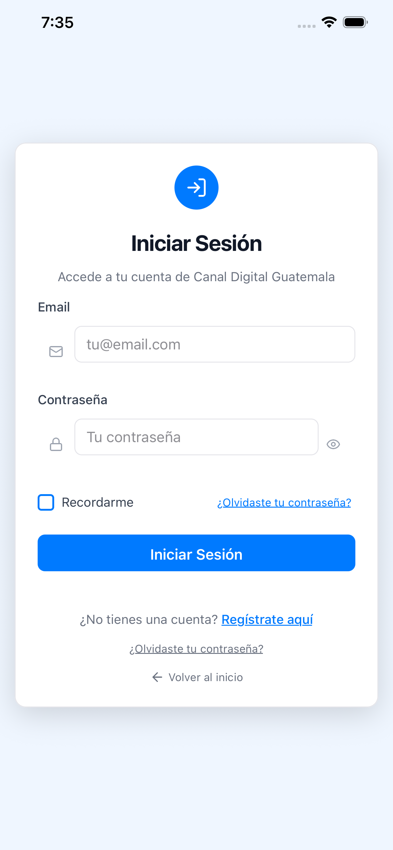 ConectaGuate360 App - Inicio de Sesión